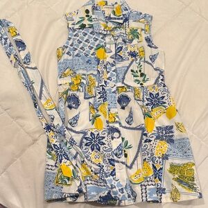 Crewcuts Blue and Yellow Patterned Kids Button Down Shirt